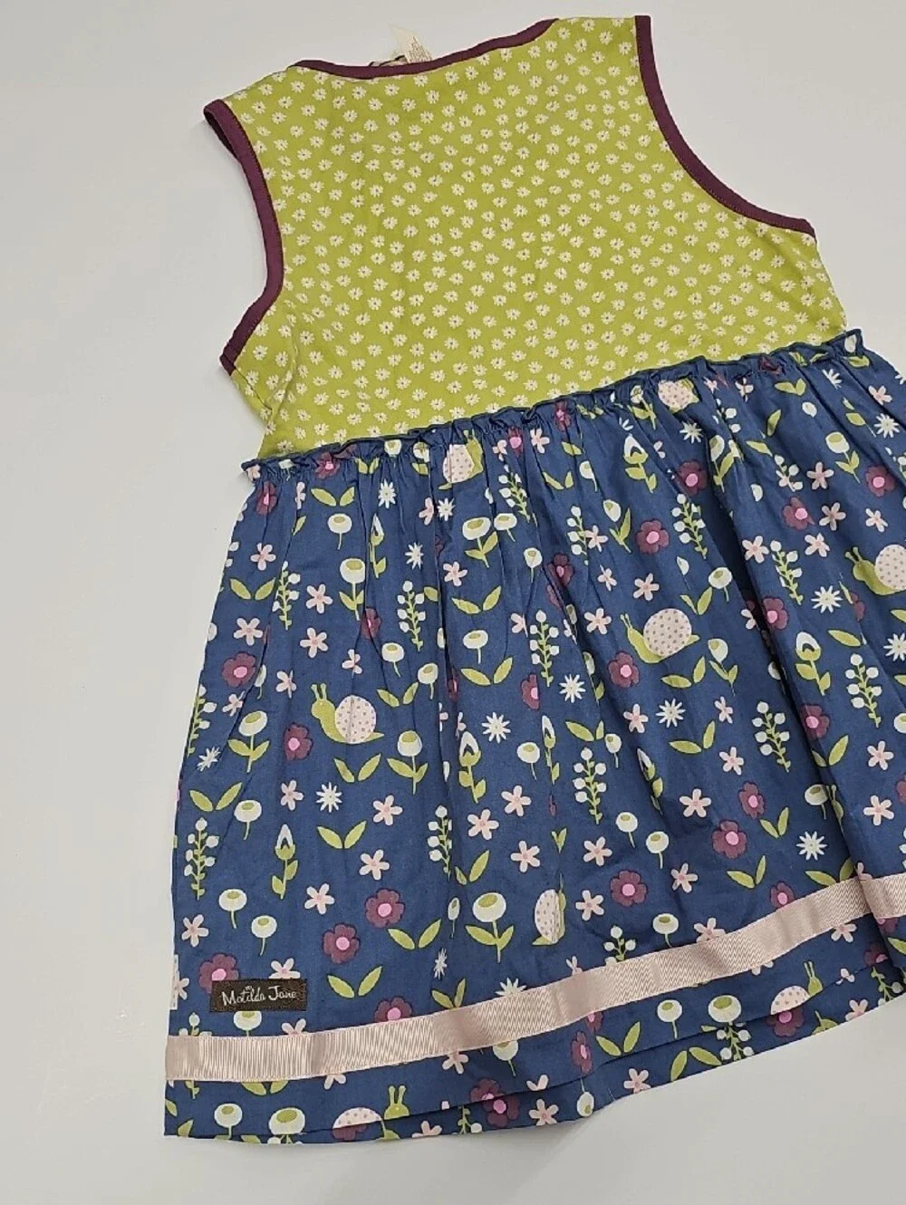 NWT Matilda Jane Olive Green, Navy & Pink Floral Mix Tiered Dress